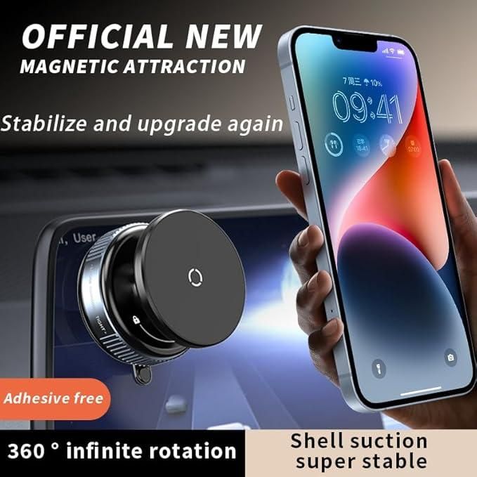 360° Magnetic Foldable Car Phone Holder | Strong Magnetic Grip Dashboard & Windshield Mount | Adjustable, Compact & Stylish Design